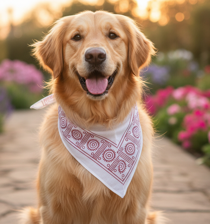 Handcrafted Khaadi Dog Bandana with Traditional Block Prints – Breathable, Festive, Free Size, Perfect for Dogs of All Breeds