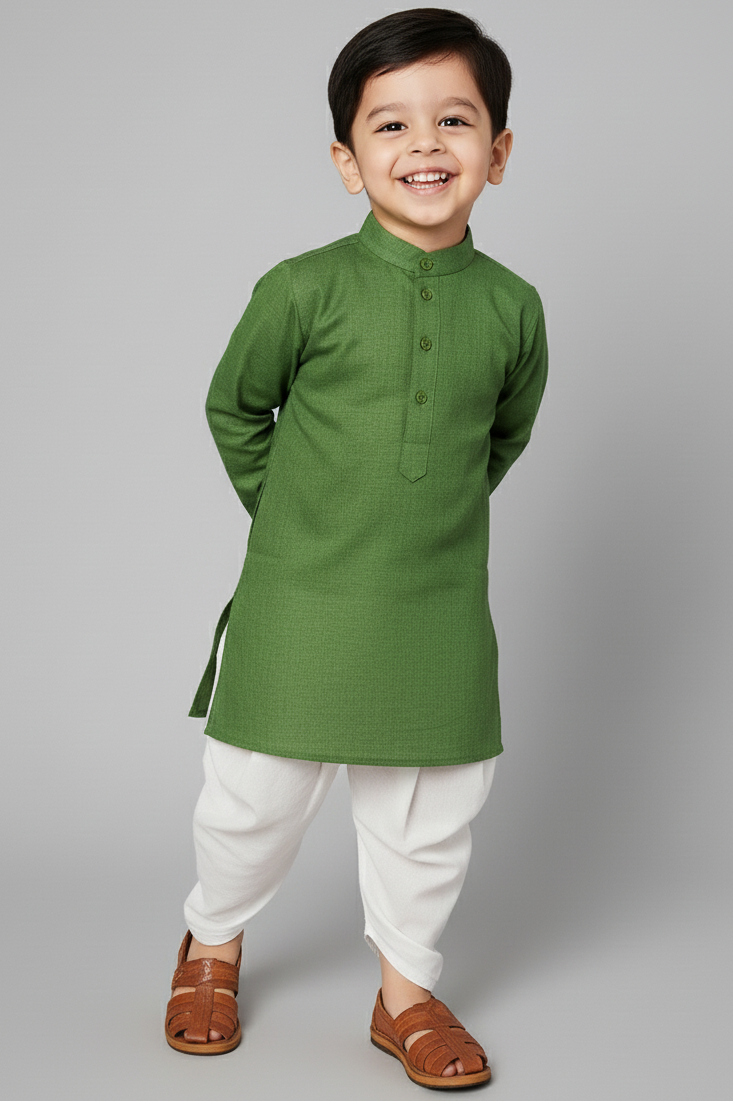 Ethnic Dhoti and Kurta Combos for Kids - Green