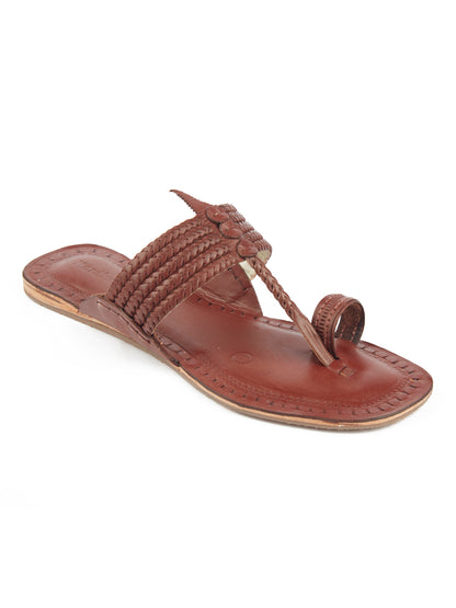 Woman in Red Kolhapuri Chappal for Women