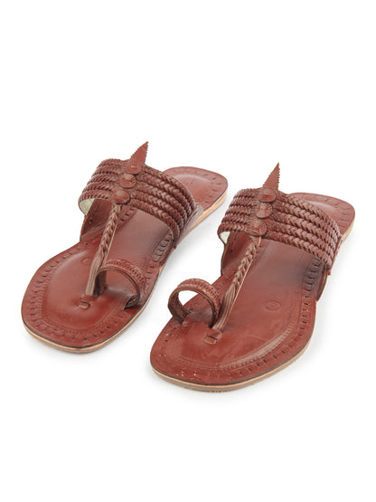 Korakari Woman in Red Kolhapuri Chappal for Women