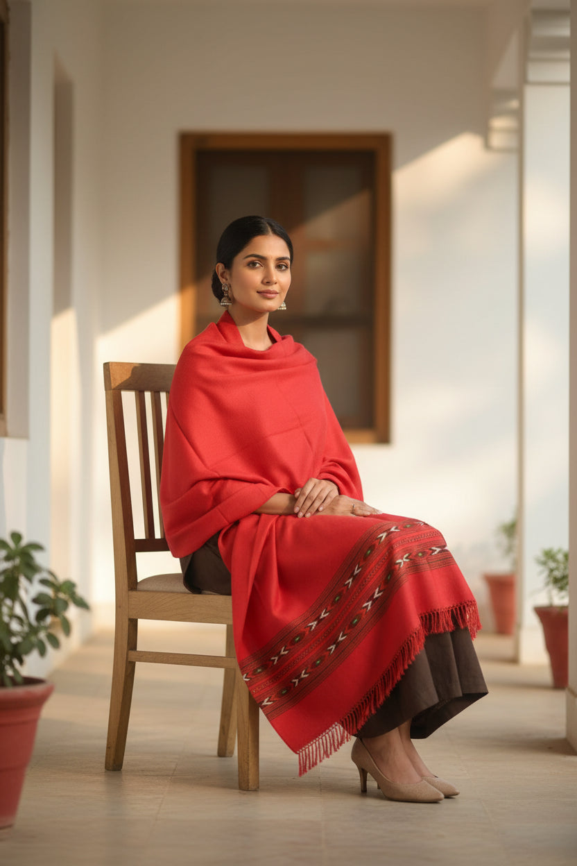 Himachal Shawls Women’s Shawl Pure Woolen | Women | Red