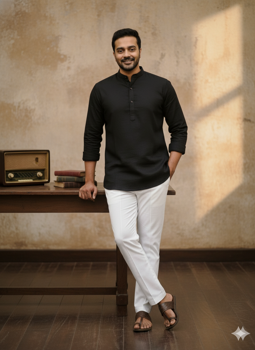 Men’s Pure Khadi Cotton Long Sleeve Shirt: Classic, Breathable & Ethically Made