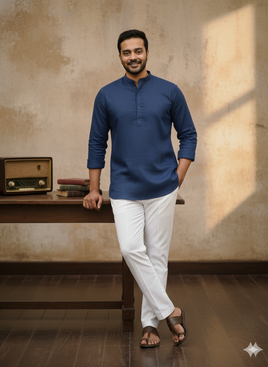 Men’s Pure Khadi Cotton Long Sleeve Shirt: Classic, Breathable & Ethically Made