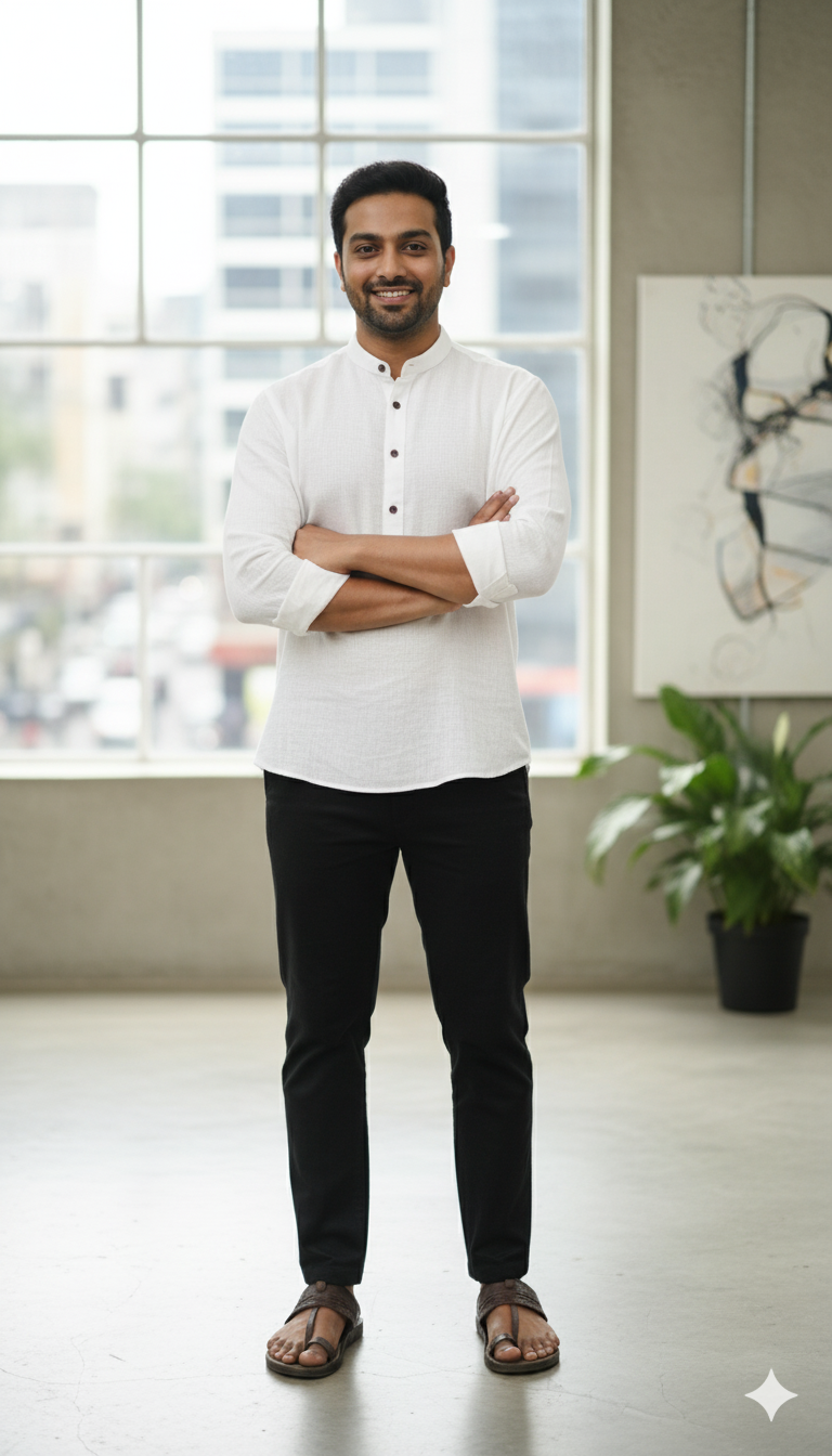 Men’s Pure Khadi Cotton Long Sleeve Shirt: Classic, Breathable & Ethically Made