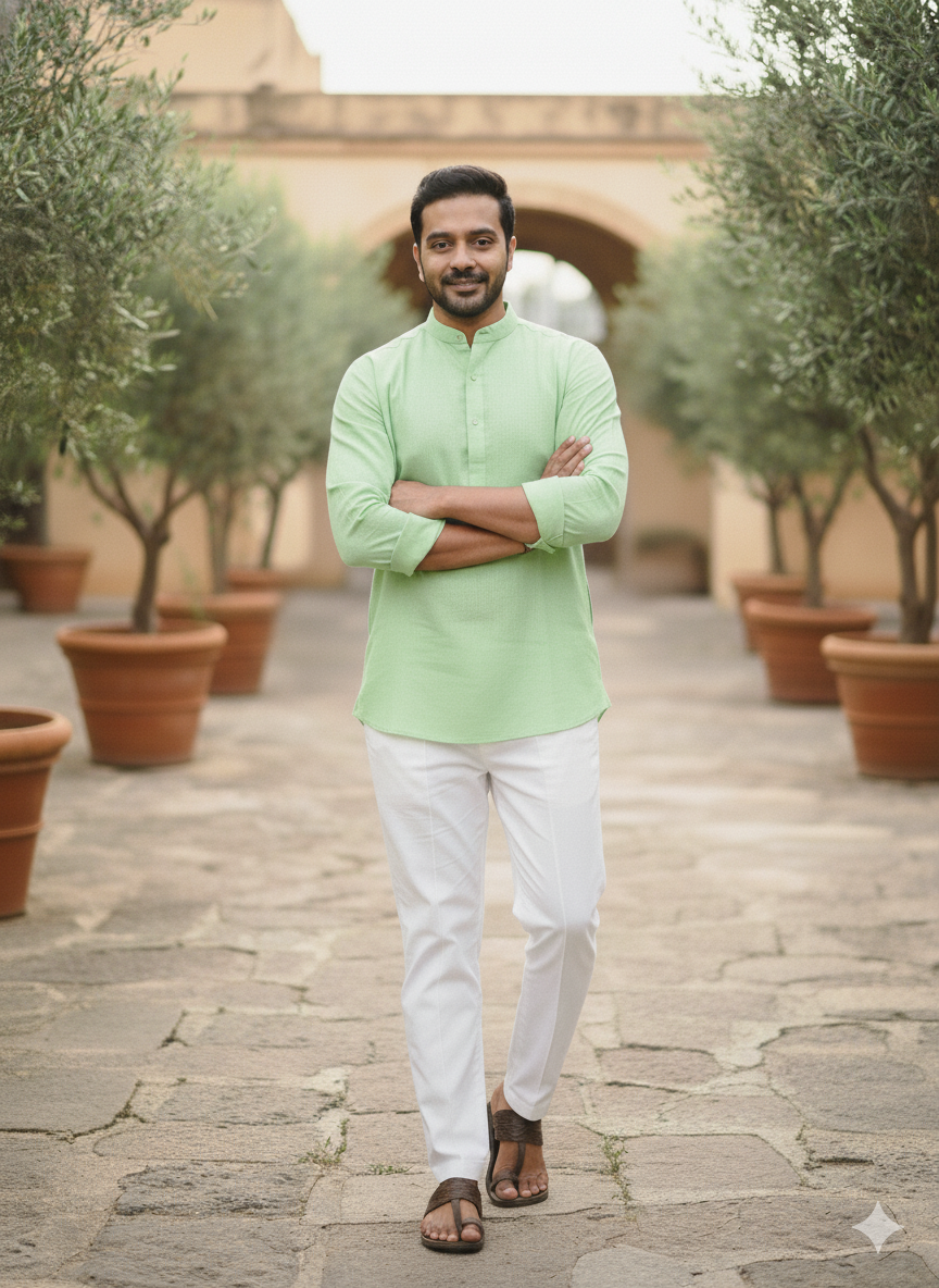 Men’s Pure Khadi Cotton Long Sleeve Shirt: Classic, Breathable & Ethically Made