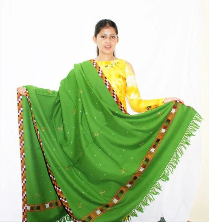 Green Women Hand Woven Kullu Shawl