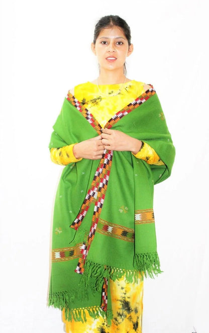 Green Women Hand Woven Kullu Shawl