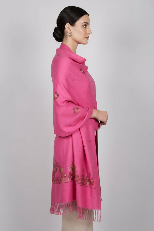 Kullu Handloom Hand Woven Sheep Wool Shawl| Women | Pink