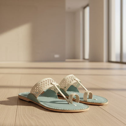 Korakari White Diamonds in the sky | Women | Kolhapuri Chappal