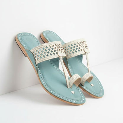 Korakari White Diamonds in the sky | Women | Kolhapuri Chappal