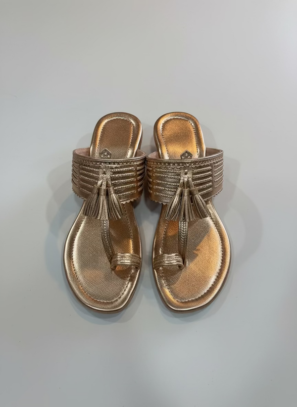 Gold Tassel Kolhapuri Heels