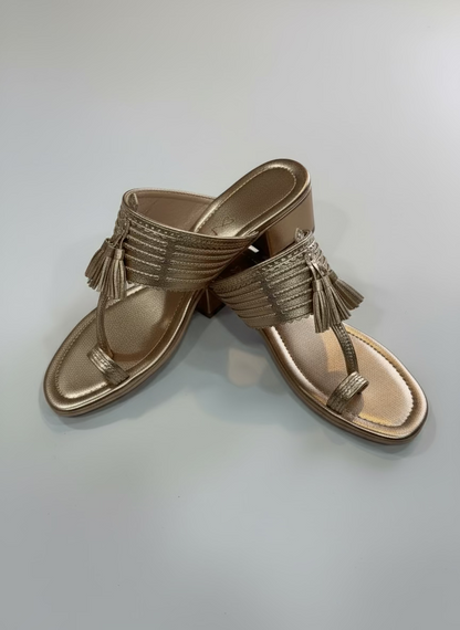 Gold Tassel Kolhapuri Heels