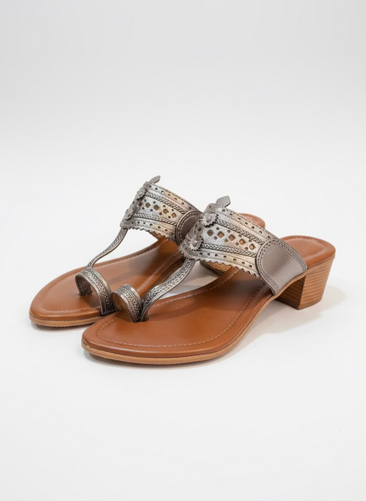 Two-Tone Kolhapuri Block Heels | Women | Wedding Edition