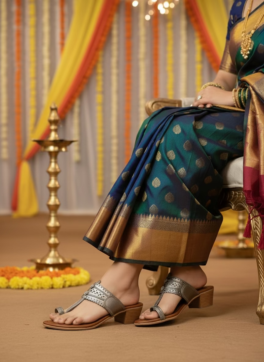 Two-Tone Kolhapuri Block Heels | Women | Wedding Edition