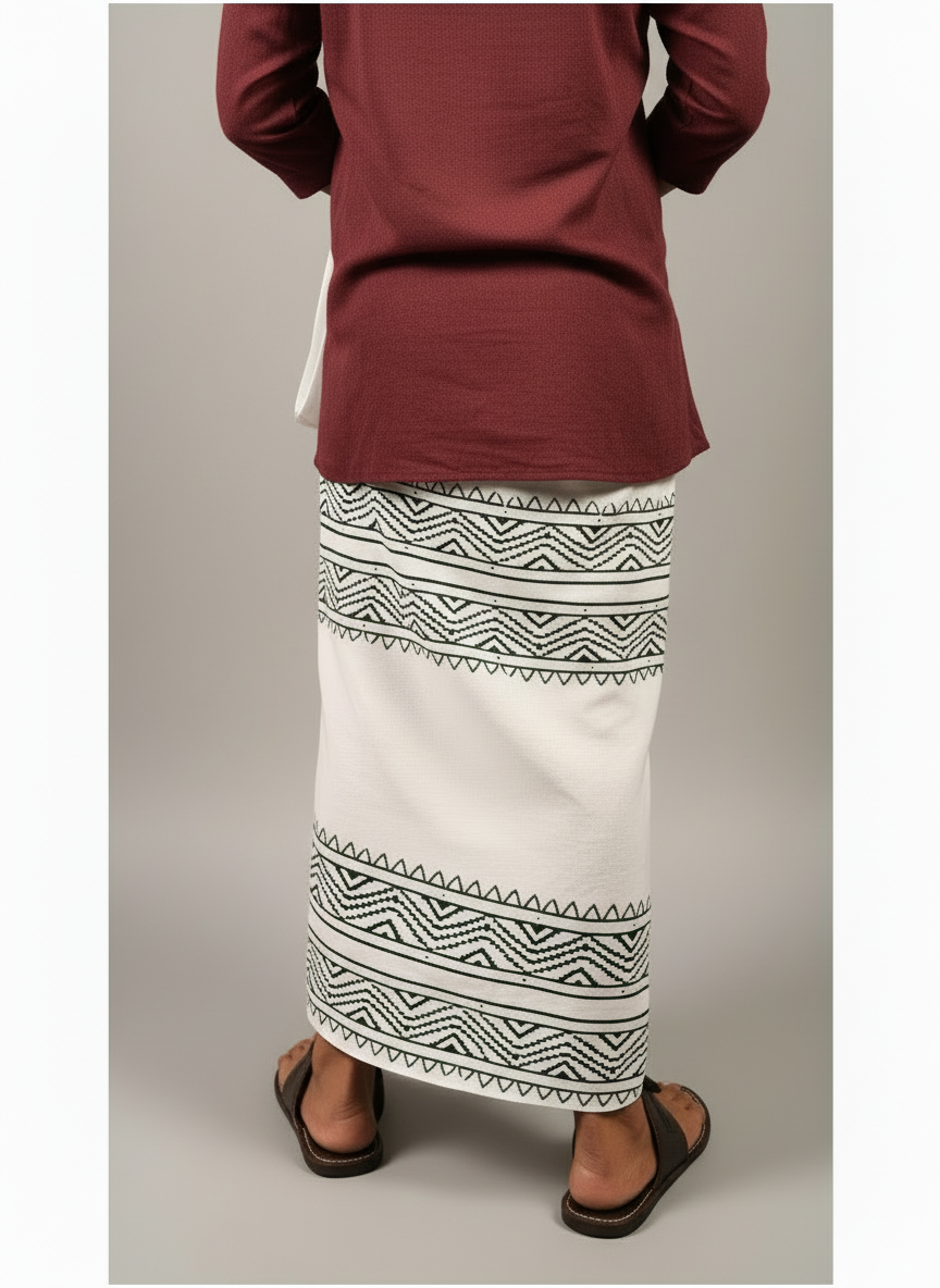 Kora Khaadi Dhoti - Lungi | Veshti | Pancha Wrap - White