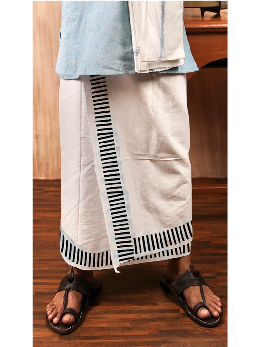 Eco-Friendly Khaadi | Block Printed Lungi for Men | 100% Handwoven Cotton | Traditional Hand Block Print | Breathable, Soft & Sustainable Wear | Ethnic Comfort Wrap