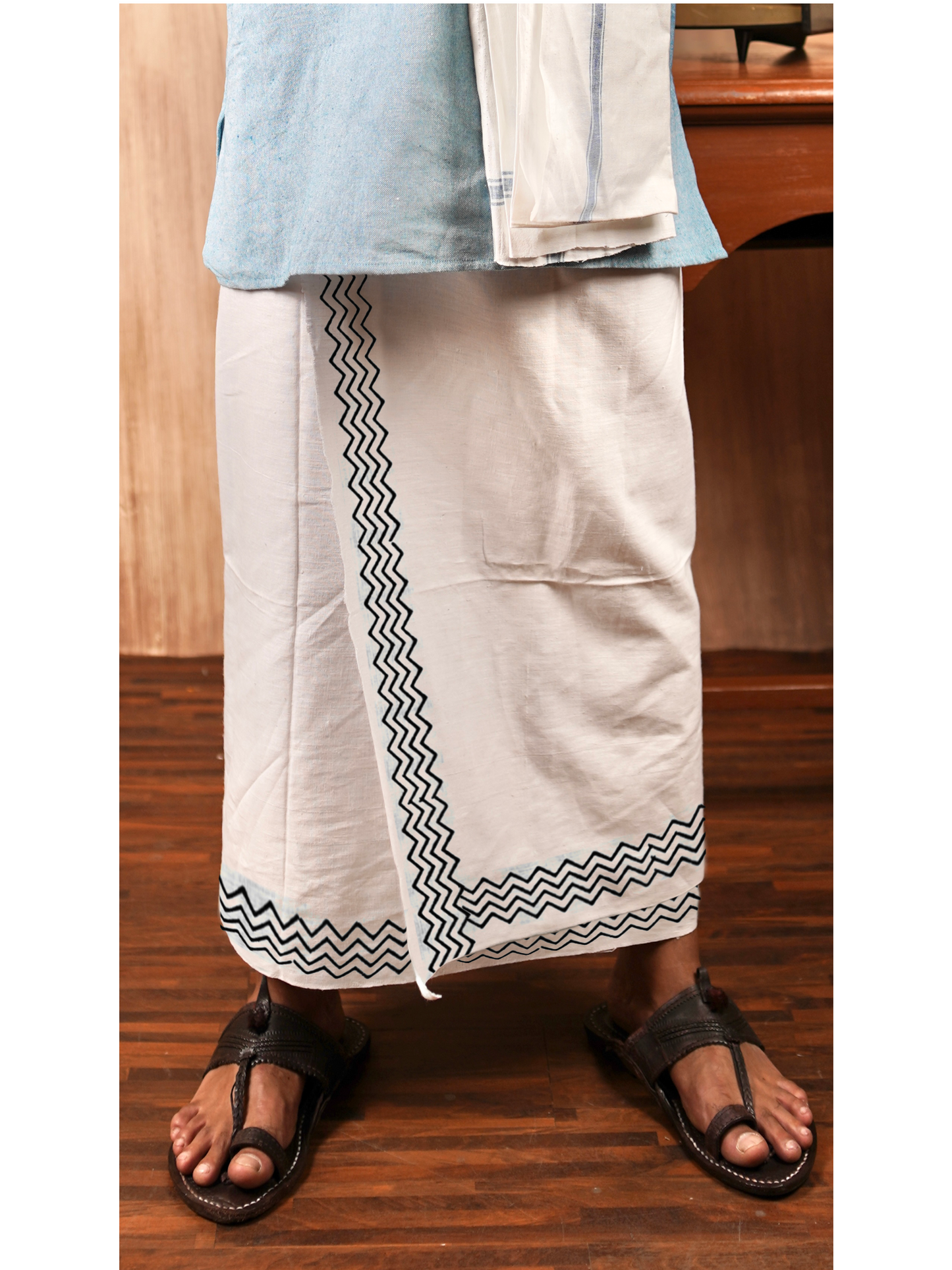 Eco-Friendly Khaadi | Block Printed Lungi for Men | 100% Handwoven Cotton | Traditional Hand Block Print | Breathable, Soft & Sustainable Wear | Ethnic Comfort Wrap