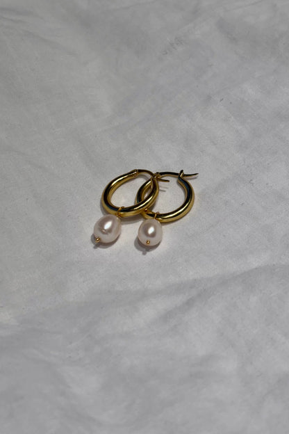 Baari - Pearl drop minimal hoop earrings