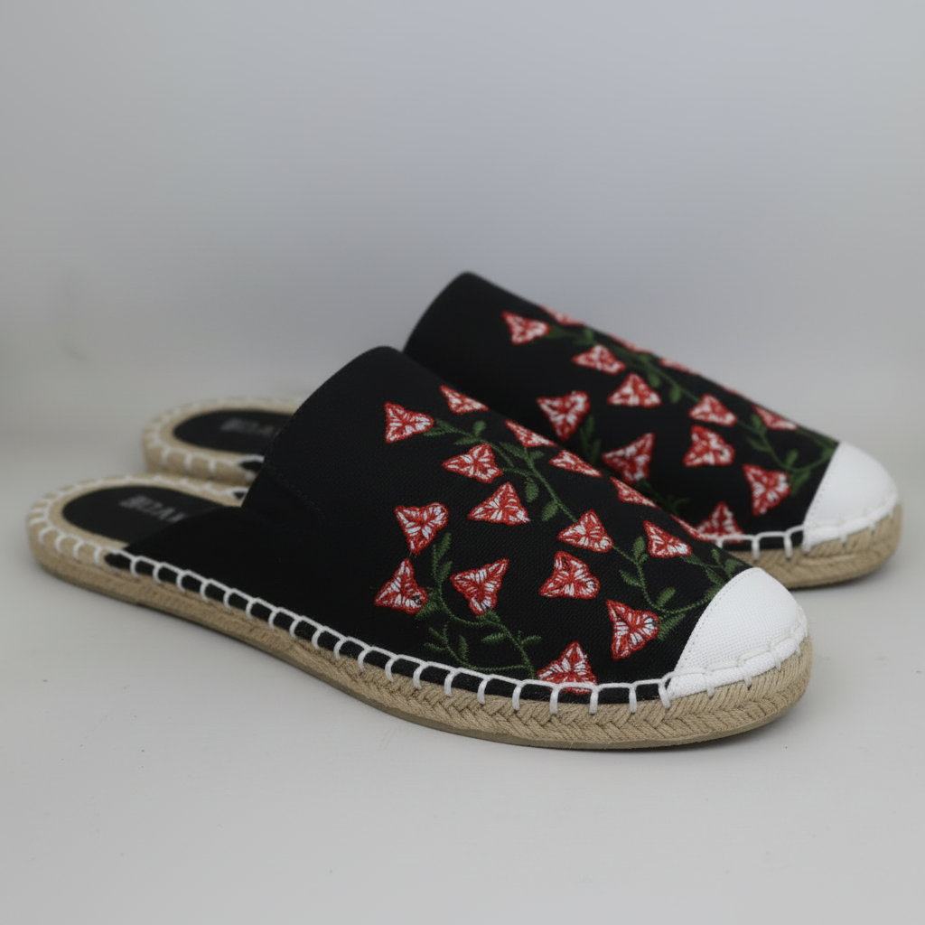 Jet Black Bougainvillea Espadrille