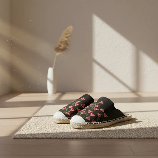 Jet Black Bougainvillea Espadrille