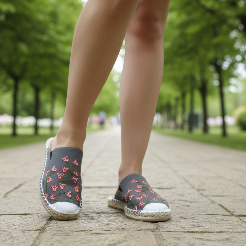 Jet Black Bougainvillea Espadrille
