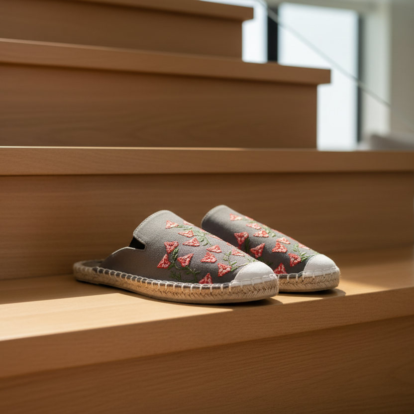 Jet Black Bougainvillea Espadrille