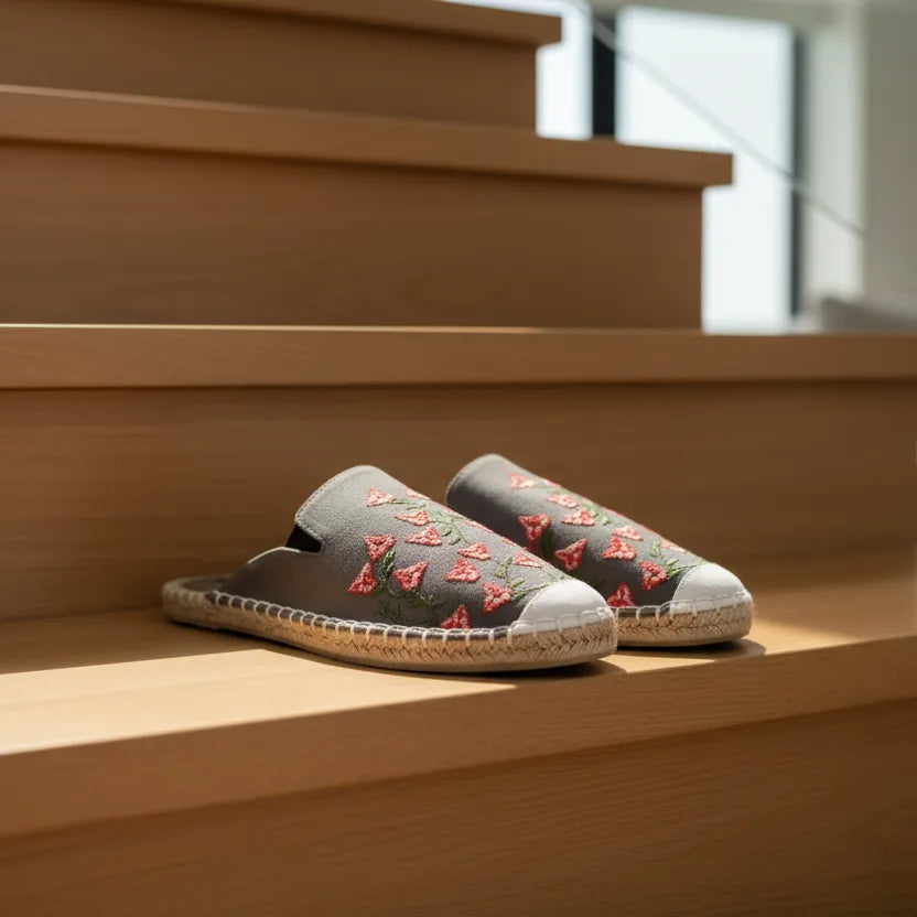 Jet Black Bougainvillea Espadrille