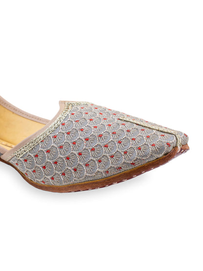 Korakari Pearly Reds Leather Punjabi Jutti for Men