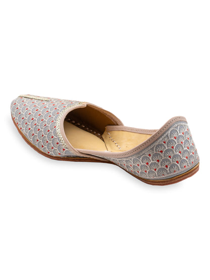 Korakari Pearly Reds Leather Punjabi Jutti for Men
