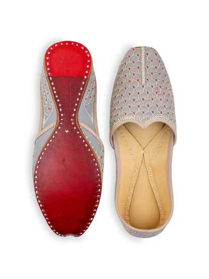 Korakari Pearly Reds Leather Punjabi Jutti for Men