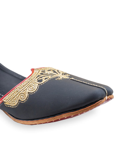 Korakari Kohinoor Black Leather Punjabi Jutti for Men