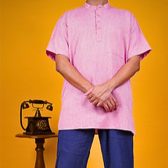 Khadi Kurta (Pink) - Short Sleeves