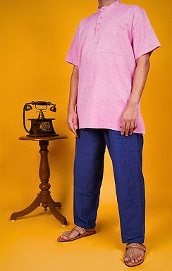 Khadi Kurta (Pink) - Short Sleeves