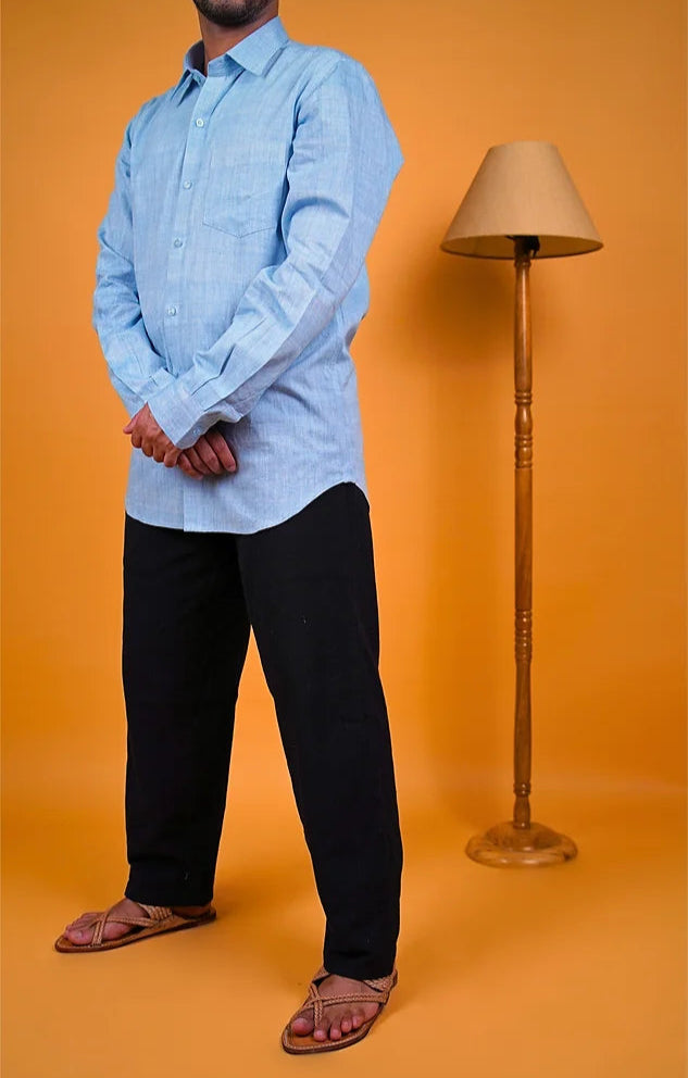 Khadi Blue Kurta - Long Sleeves