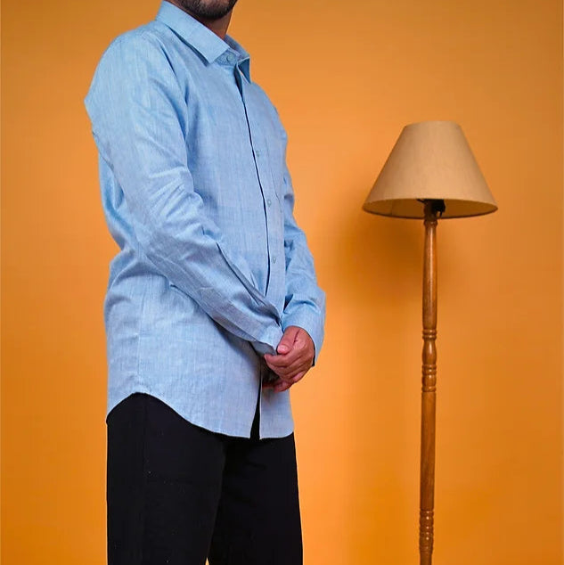 Khadi Blue Shirt - Long Sleeves