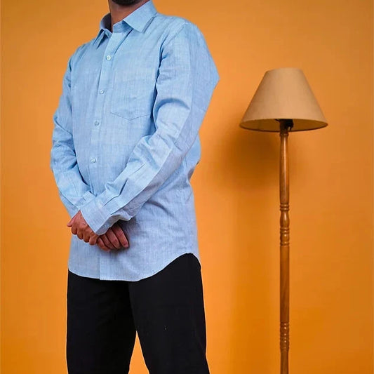 Khadi Blue Shirt - Long Sleeves