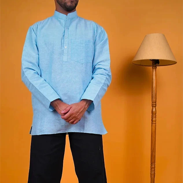 Khadi Blue Kurta - Long Sleeves