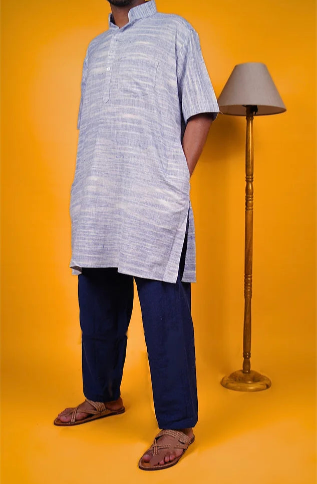 Khadi Kurta Long (Shaded Purple) - Long Sleeves