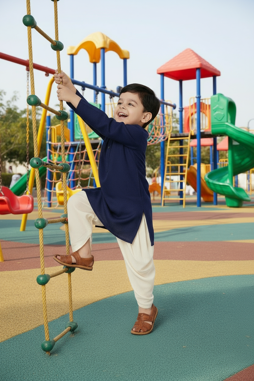 Ethnic Dhoti and Kurta Combos for Kids - Dark Blue