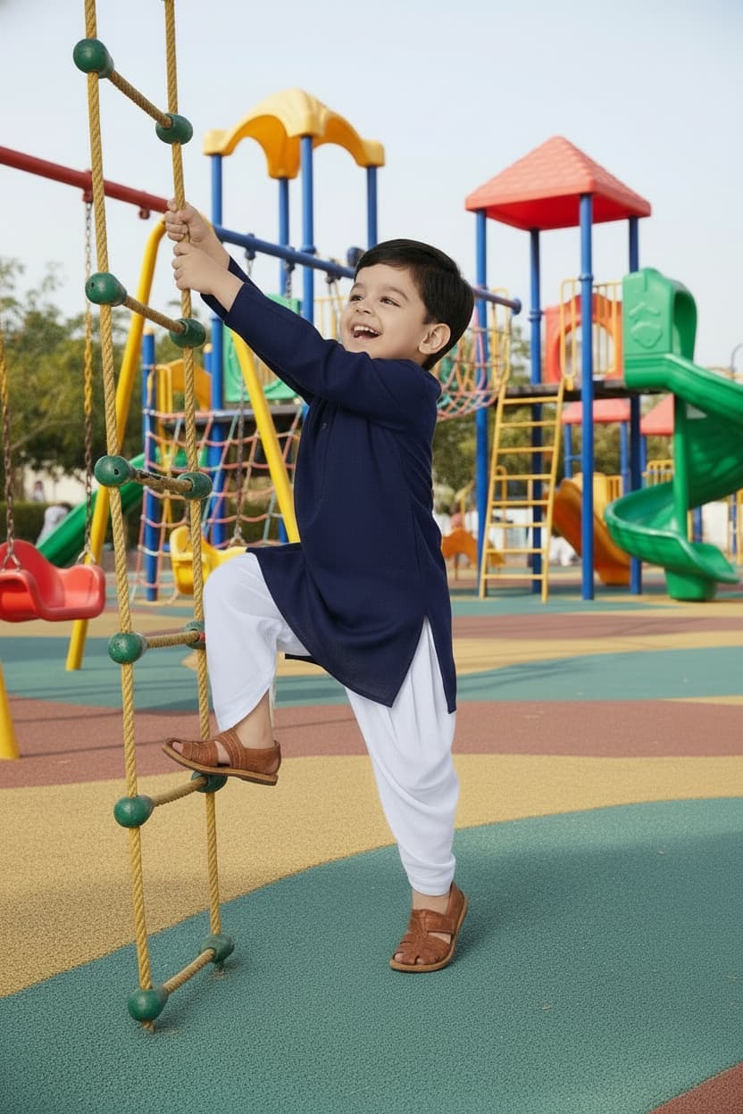 Ethnic Dhoti and Kurta Combos for Kids - Dark Blue