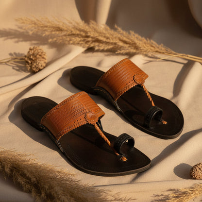Korakari Dual Tone | Men | Leather Kolhapuri Chappal