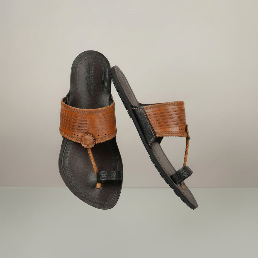 Korakari Dual Tone | Men | Leather Kolhapuri Chappal