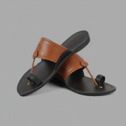 Korakari Dual Tone | Men | Leather Kolhapuri Chappal