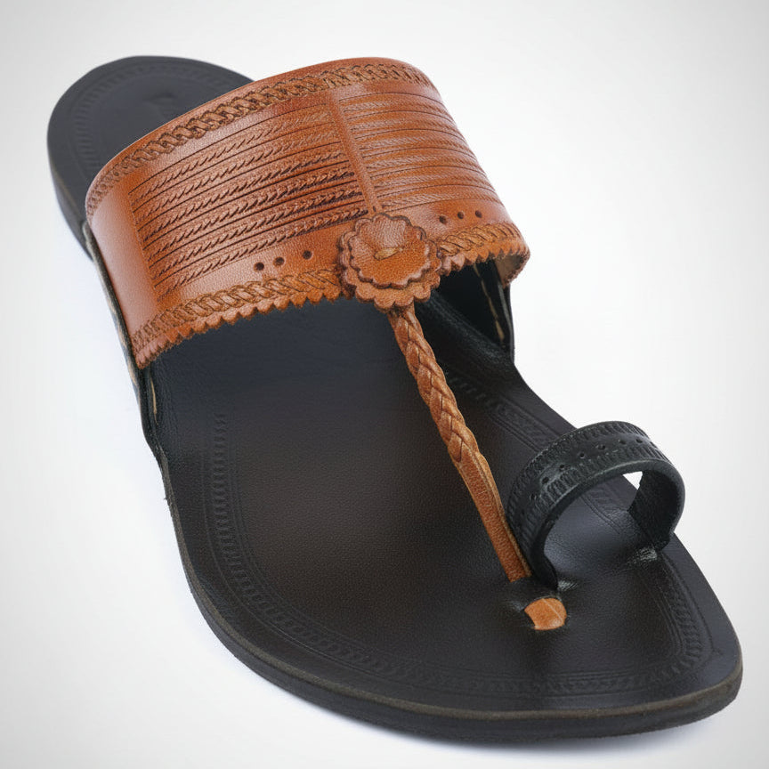 Korakari Dual Tone | Men | Leather Kolhapuri Chappal