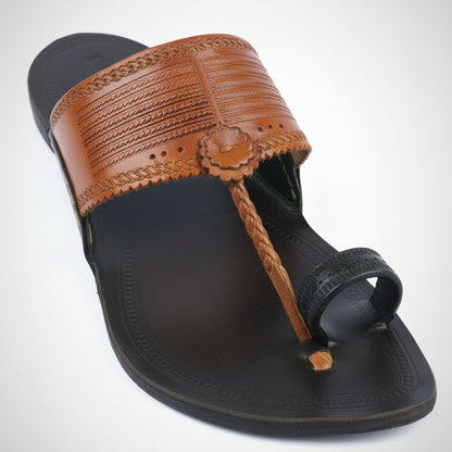 Korakari Dual Tone | Men | Leather Kolhapuri Chappal