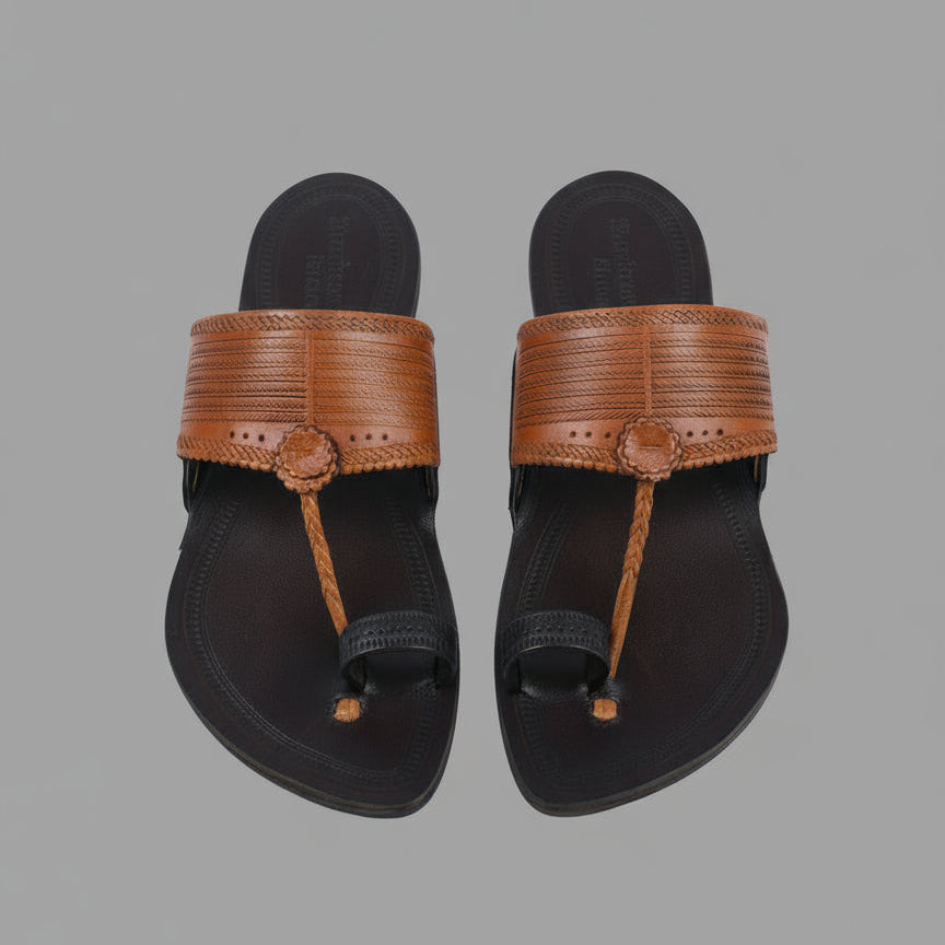 Korakari Dual Tone | Men | Leather Kolhapuri Chappal