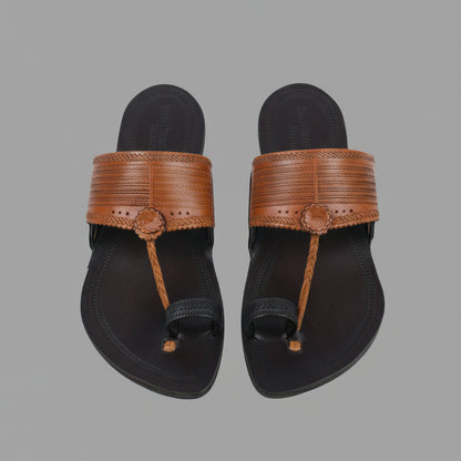 Korakari Dual Tone | Men | Leather Kolhapuri Chappal