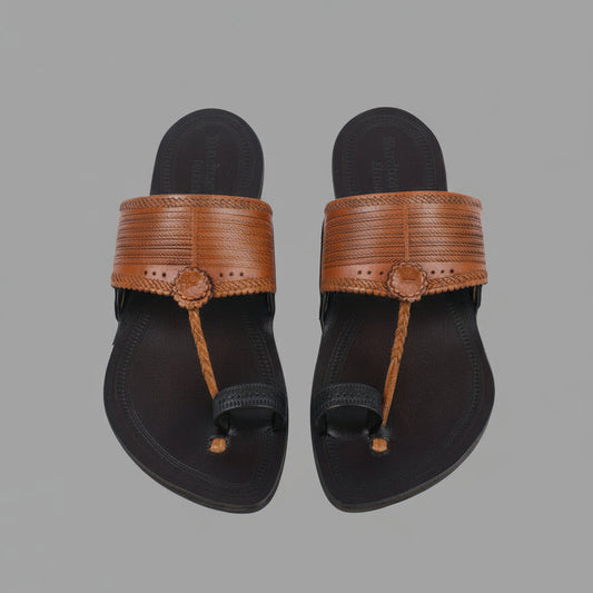 Korakari Dual Tone | Men | Leather Kolhapuri Chappal