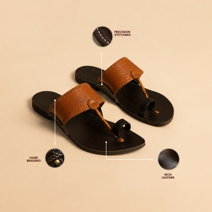 Korakari Dual Tone | Men | Leather Kolhapuri Chappal