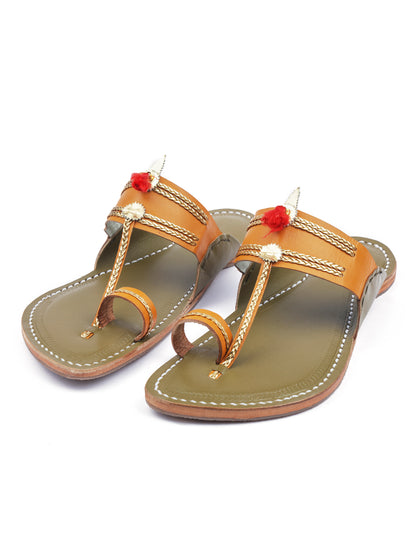Korakari Wedding Two Toner Kolhapuri Chappal  for Men